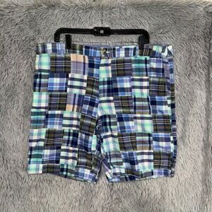 L.L. Bean Favorite Fit Patchwork Plaid Shorts Size 18W Blue Green